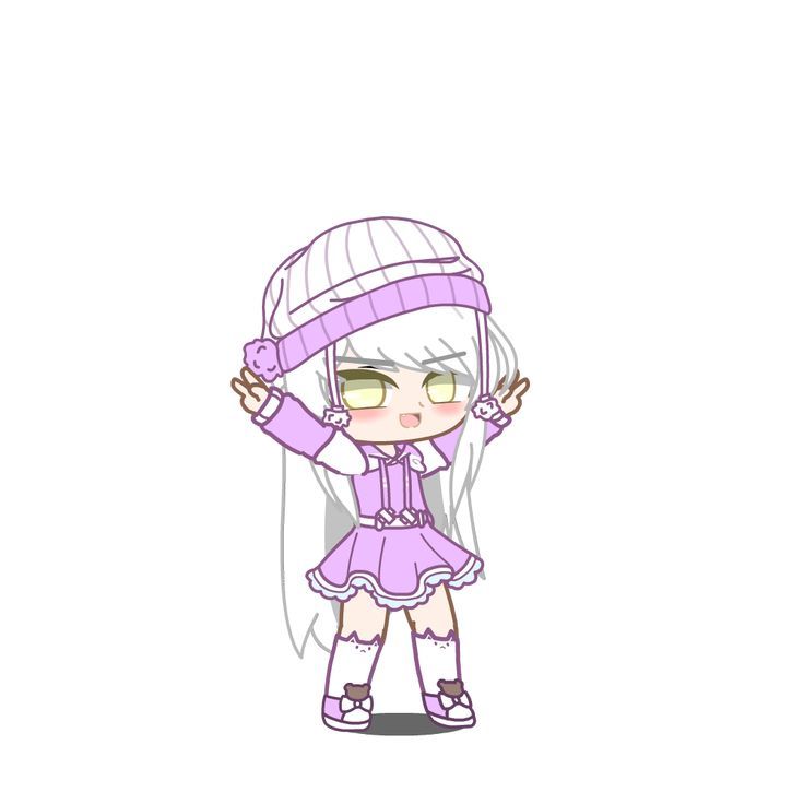 a drawing of a girl wearing glasses and a purple dress with a hat on her head