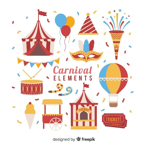 carnival elements are arranged in a circle