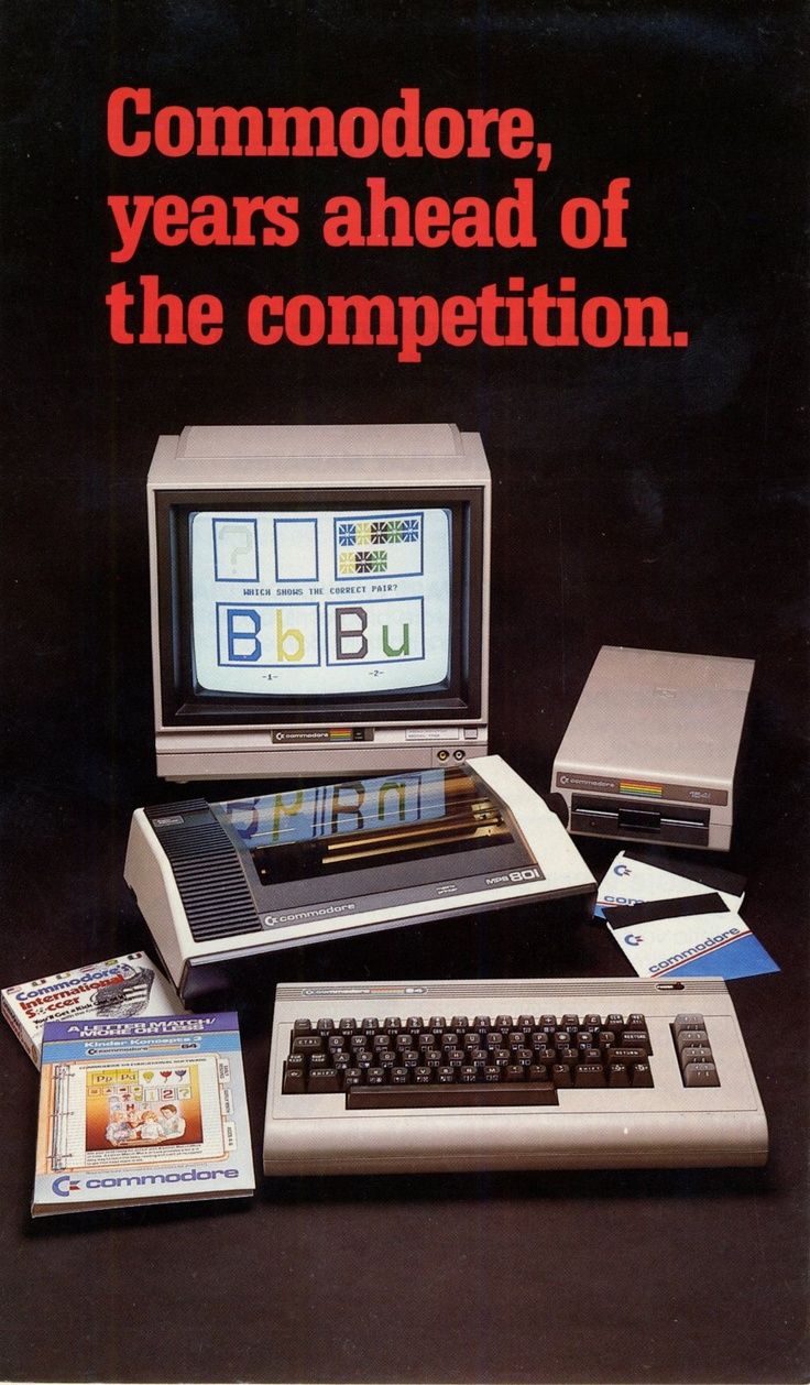 an advertisement for the ibm computer, with text reading'commode years ahead of the competition '