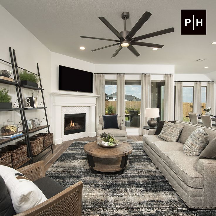 a living room filled with furniture and a flat screen tv mounted on the wall above a fireplace