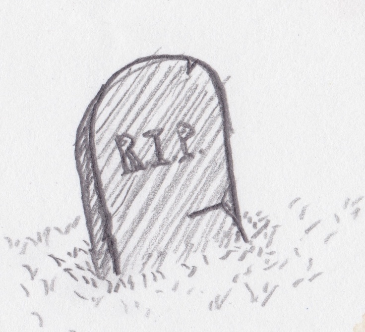 a drawing of a tombstone with the word r on it