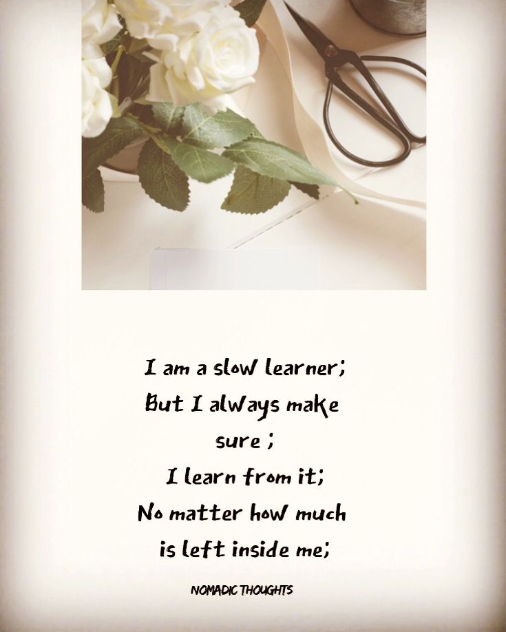 a white rose and some scissors on a table with a quote from wonder thoughts about learning