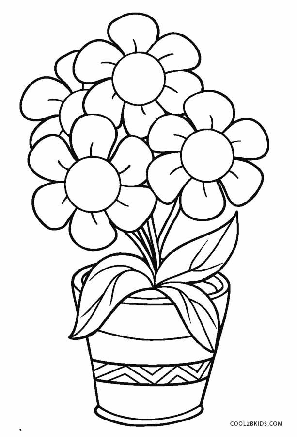 a flower pot with flowers in it coloring page