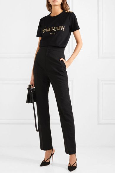 Burberry Shirt Women, Black Shirt Outfits, Balmain Shirt, Black Pants Outfit, Carolina Bucci, Burberry Shirt, Logo T Shirts, Haider Ackermann, Gold Lettering