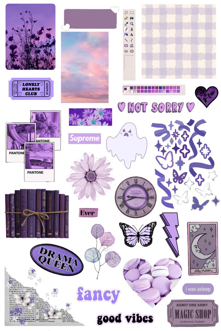 purple and white stickers with the words fancy good vibes