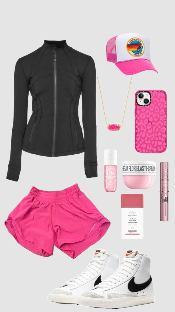 How To Style Pink Lulu Shorts, Cute Outfits With Black Lululemon Shorts, Lululemon Hotty Hot Pink Outfits, Hot Pink Lululemon Shorts, Lululemon Shorts Hotty Hot Pink, Lululemon Athletic Shorts With Built-in Shorts For Summer, Pink Lululemon Shorts, Lulu Lemon Outfits, Lululemon Shorts Outfit