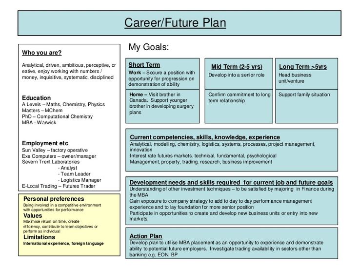 the career plan is shown in this document