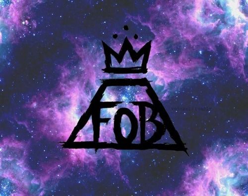 the logo for fob is shown in front of a galaxy background