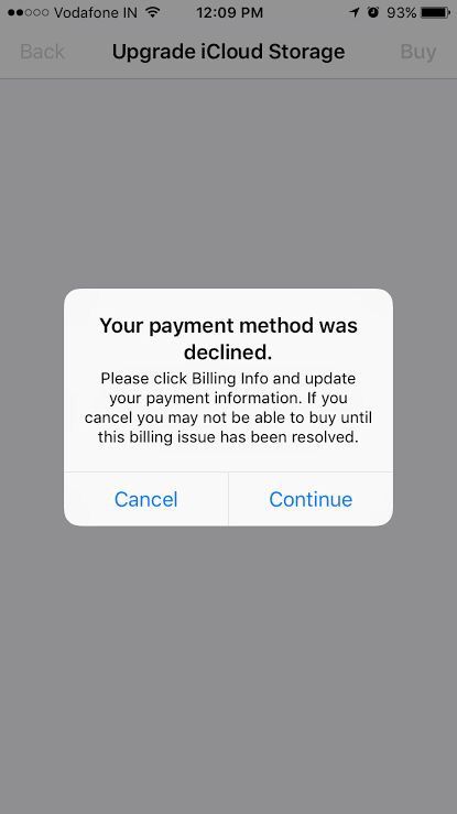 an iphone screen showing the payment method