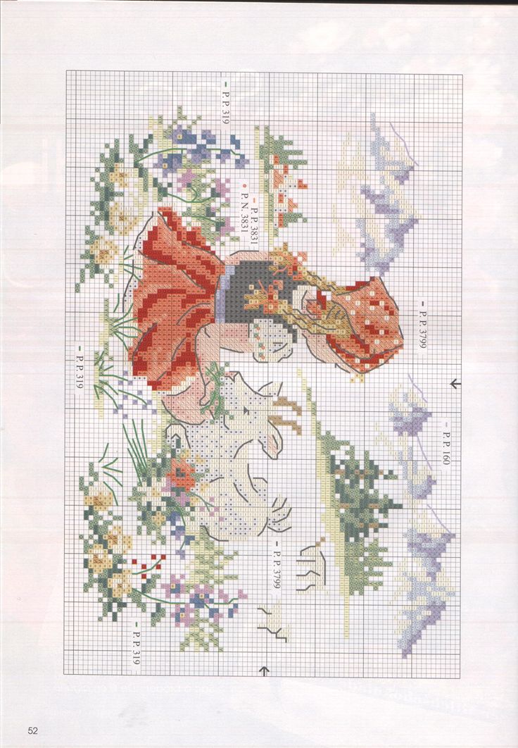 a cross stitch pattern with an image of a woman's face and flowers on it