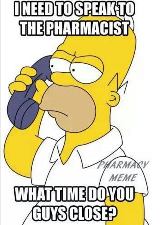 simpsons talking on the phone with text that reads, i need to speak to the pharm