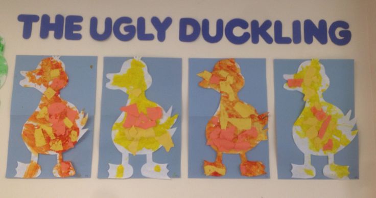 the ugly duckling is made out of construction paper and cut into four different shapes