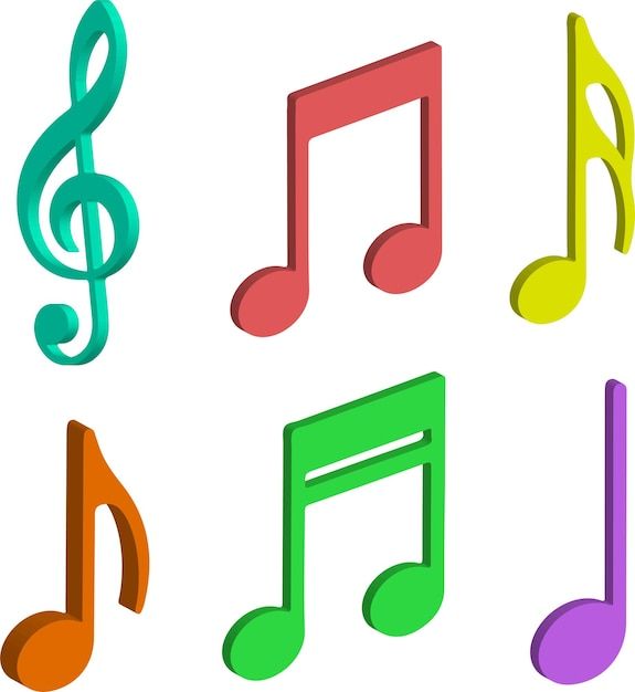 colorful musical notes on white background