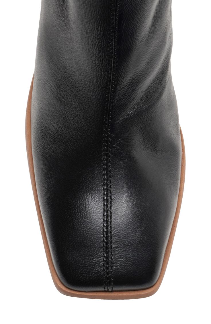 Crafted from soft Portuguese leather, this refined ankle boot with a squared-off toe and block heel pairs well with work or the weekend. 3 1/4" heel (size 8.5 US) 5" shaft Inset side-zip closure Leather upper and lining/rubber sole Made in Portugal Square Toe Heeled Boots With Reinforced Heel For Work, Formal Heeled Boots With Reinforced Heel And Square Toe, Leather Heeled Boots With Stacked Heel And Square Toe, Wide Calf Heeled Boots With Leather Sole For Work, Business Heeled Boots With Stacked Heel And Square Toe, Formal Mid-calf Boots With Square Toe And Reinforced Heel, Formal Mid-calf Boots With Reinforced Heel And Square Toe, Square Toe Boots With Calf Leather And Leather Lining, Square Toe Boots With Leather Lining For Work