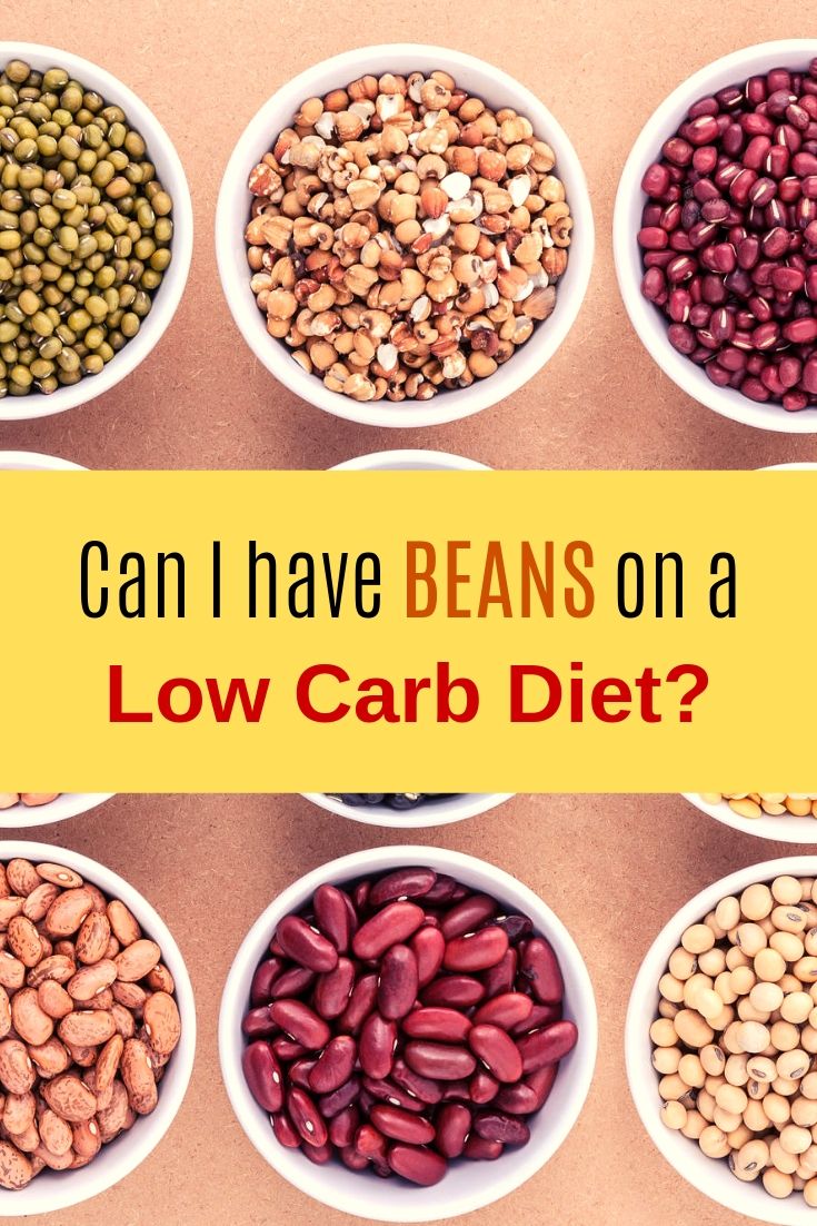 six bowls filled with beans and the words can i have beans on a low carb diet?