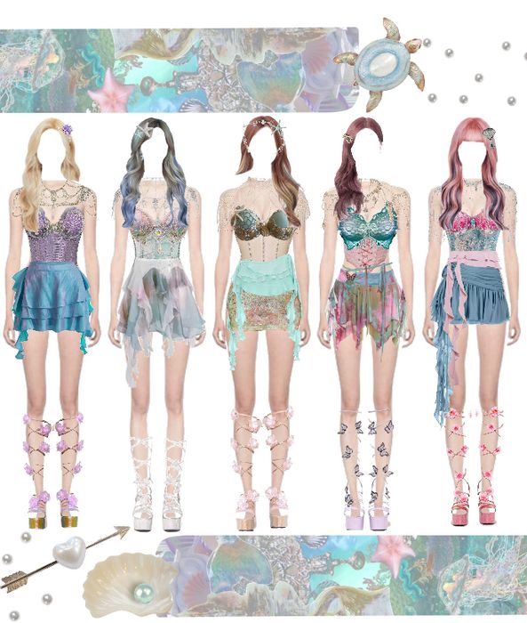 🧜‍♀️🧚‍♀️ Outfit | ShopLook Beach Stage Outfits, Stage Performance Outfits, Heels Png, Mermaid Shell Bra, Lavender Heels, Mermaid Headpiece, Png Butterfly, Png Polyvore, Beach Png