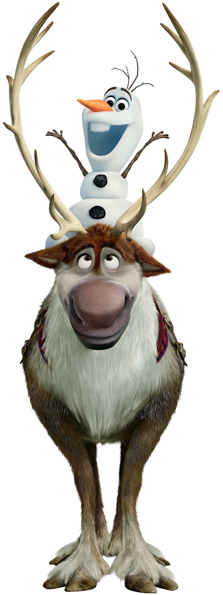 the character frozen is wearing antlers to look like he's ready for action