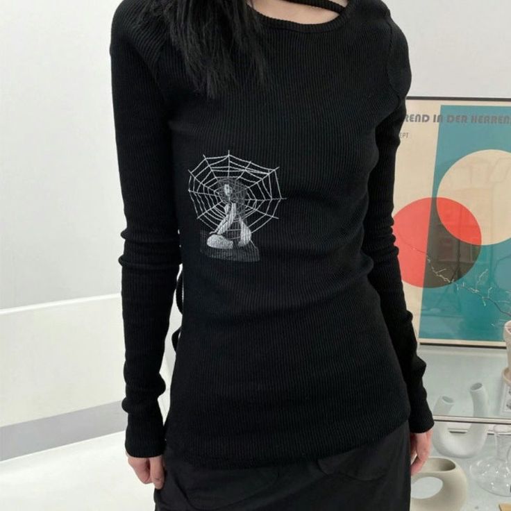 Product Details:Main fabric composition: cashmereStyle: street/casual/grunge/Y2K/sweet/preppyCollar type: round neckSleeve Type: RegularPopular elements: printing. 3D. solid colorColor: black. white. grayMain fabric component content: 30% and belowSize information:Size: S. M. L. XL Spring Grunge Sweater, Fitted Crew Neck Y2k Sweater, Spring Grunge Long Sleeve Sweater, Fitted Crew Neck Sweater Y2k Style, Fitted Y2k Crew Neck Sweater, Y2k Fitted Crew Neck Sweater, Spring Graphic Print Crew Neck Sweater, Grunge Sweater For Spring Streetwear, Winter Grunge Crew Neck Sweater