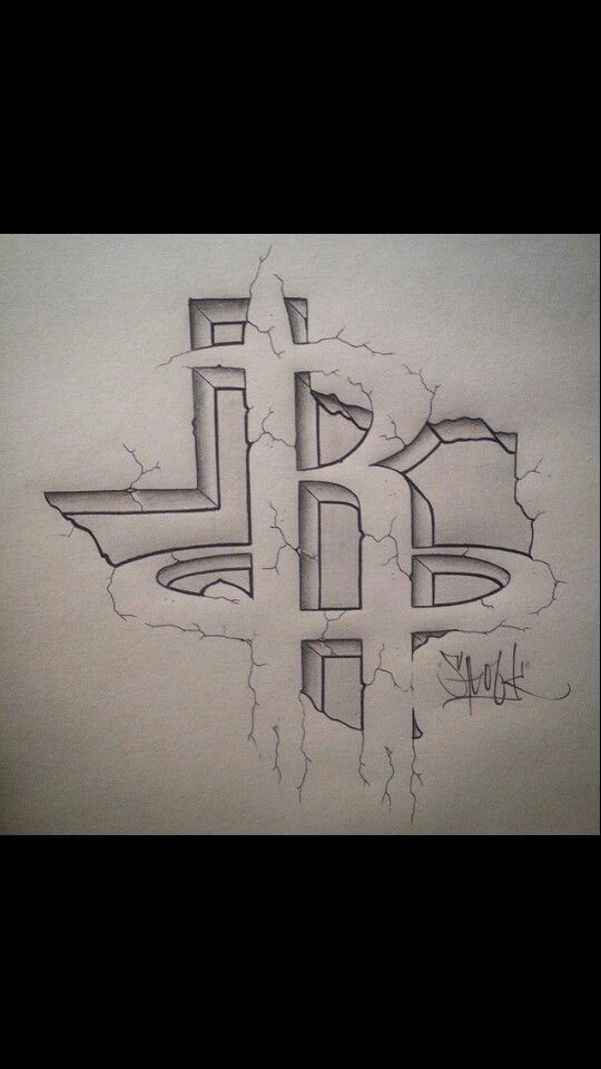 a drawing of a cross with some writing on it