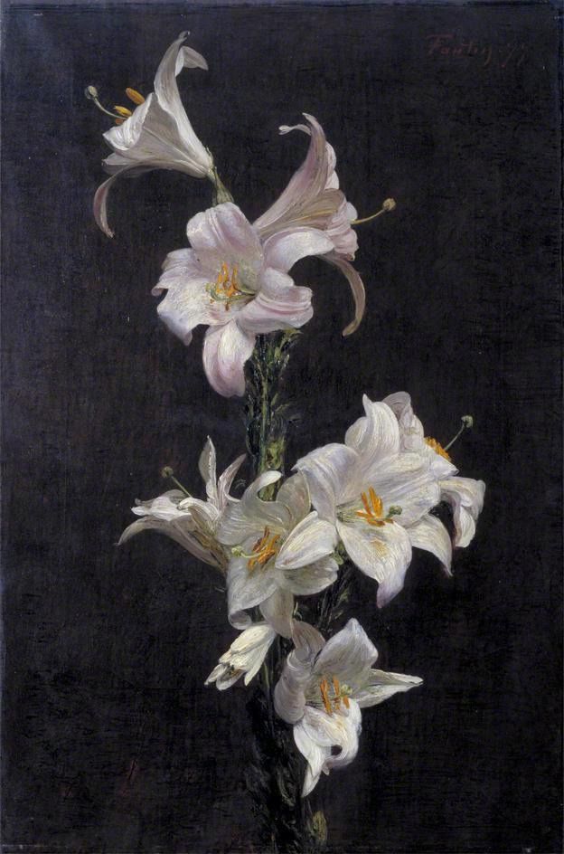 a painting of white flowers in a vase