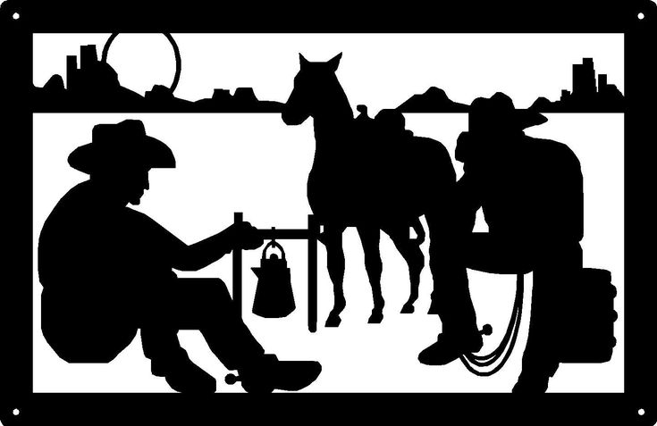 Cowboy Night at Campfire Western Wall Art Sign 17x11 - The Metal Peddler  17x11, camp fire, cowboy, cowboys, horse Americana Signs, Vinyl Templates, Black Metal Wall Art, Small Business Signs, Wood Craft Patterns, Art Silhouette, Wild Wild West, Western Wall Art, Around The Campfire