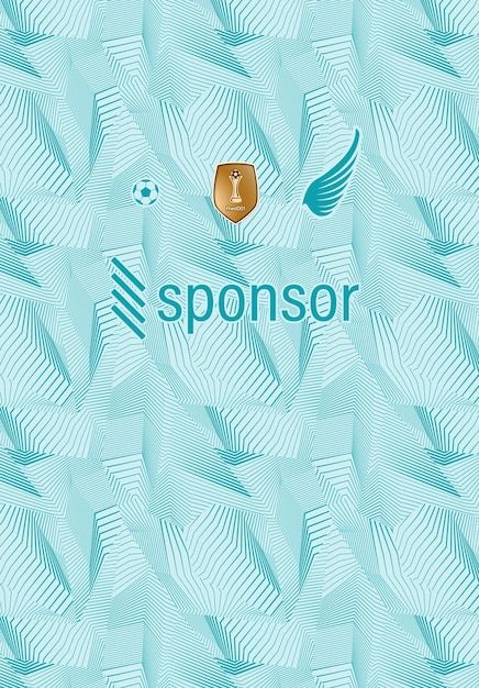 a blue and white background with the word sponsor written in gold on top of it