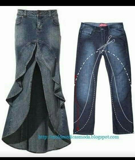 two pairs of jeans with chains on them and one pair in the same pattern, both worn