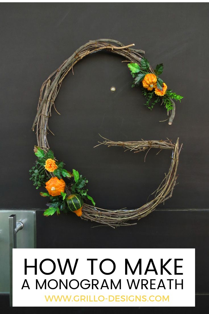 a wreath made out of branches and flowers with the words how to make a monogram wreath