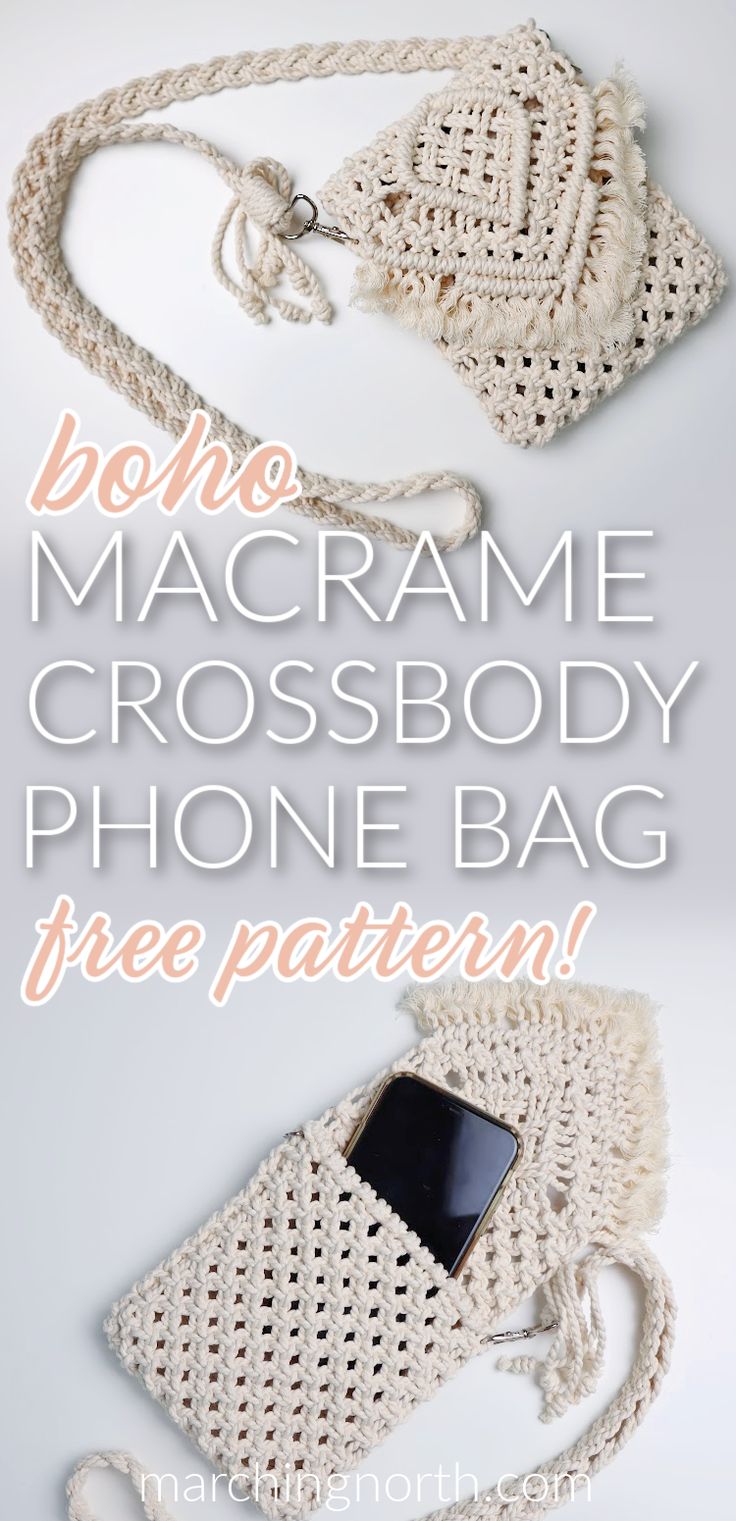 the macrame cross body phone bag is free pattern and it's easy to make