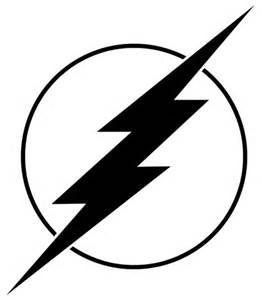 the flash logo is black and white with a circle around it that has a lightning bolt