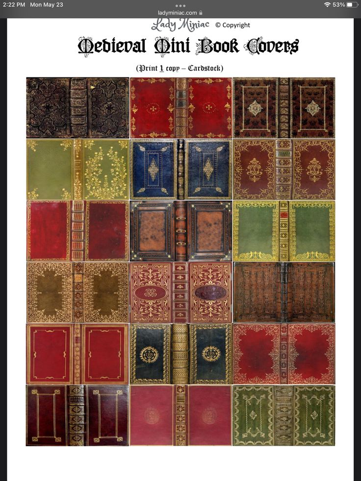 several different colored books with gold trimmings and ornate designs on the front cover