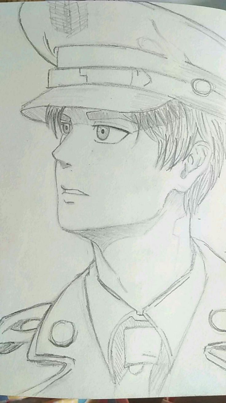 a pencil drawing of a man in uniform