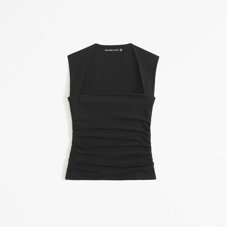 Elevate your wardrobe with the A&F Ava Top, a testament to chic simplicity and comfort. This slim-fitting top is designed to flatter with its cropped length and ruching details along the bodice, complemented by a graceful portrait neckline.

- Size: XXS
- Color: Black
- Material: Cotton blend with Elasta for stretch
- Gender: Female
- Age Group: Adult

Crafted from our double-layered softAF cotton-blend seamless fabric, this top offers an ultra-soft, brushed jersey feel that ensures both style a Portrait Neckline, Abercrombie And Fitch, College Fashion, Classic Outfits, New Arrival Dress, Fashion Essentials, Swimwear Accessories, Stripe Print, Jersey Fabric