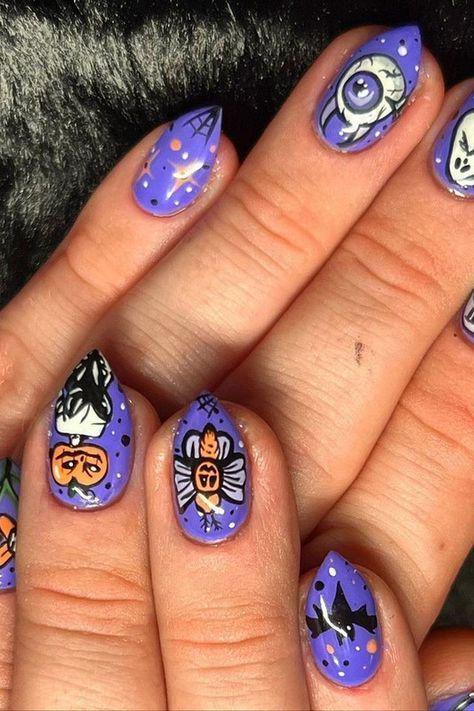 Purple Halloween Nails, Pink Halloween Nails, Halloween Nails Ideas, Bat Nails, Black Halloween Nails, Nail Art Halloween, Holloween Nails, Halloween Acrylic, Halloween Press On Nails