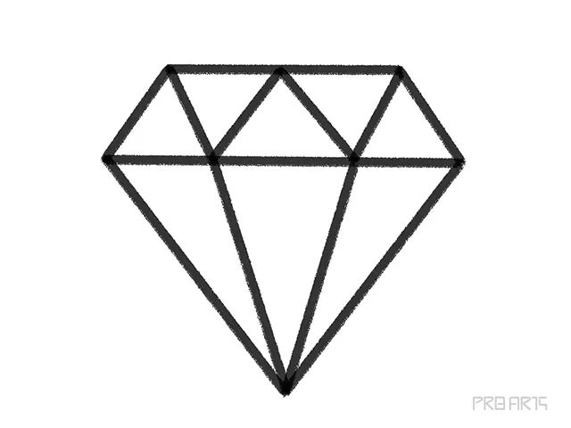 a black and white drawing of a diamond