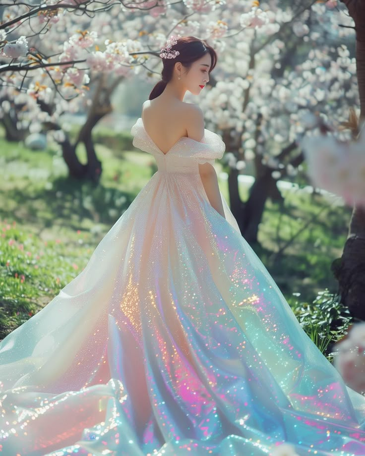 I do 👰🏻‍♀️💍👗 Someone asked me to design some dreamy iridescent wedding dresses and I obviously couldn’t resist giving this a try 💕 Needless to say Midjourney understood the assignment. That first image made me gasp 😮😍 I do! I hope you enjoy my latest sparkly AI Fashion Collection! Let me know in the comments what I should turn iridescent next 💖 Happy Monday 😘 Marloes #sprinkleofai #ido #wedding #weddingdress #yestothedress #dreamdress #weddinginspiration #weddingphotography #aifashion #fa... Opal Dress Prom, Aura Wedding Dress, Unicorn Wedding Dress, Iridescent Quinceanera Dress, Opalescent Wedding Dress, Iridescent Ball Gown, Liquid Organza Wedding Dress, White Iridescent Dress, Led Wedding Dress