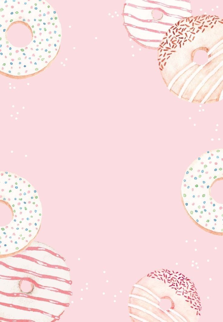 a pink background with donuts painted on it