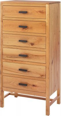 a wooden dresser with four drawers and three legs