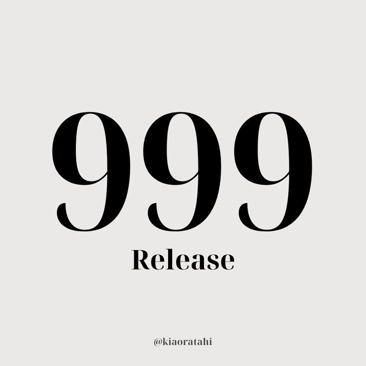 the words 999 release in black on a white background