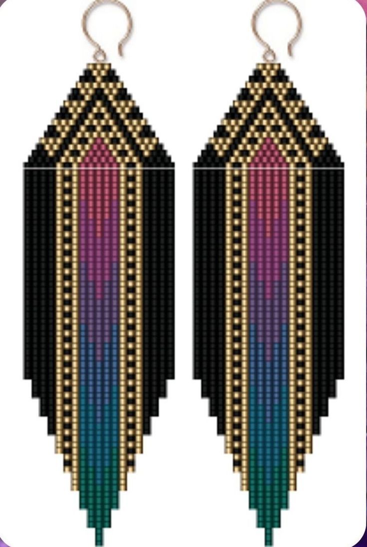 two pairs of beaded earrings with beads on the ends and one pair hanging from each side