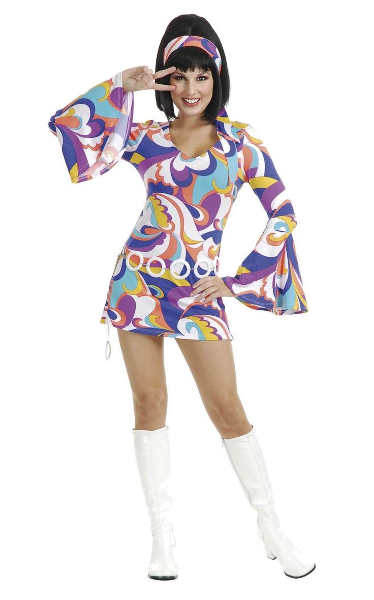 60s Fancy Dress, Fancy Dress Costumes For Women, Hippy Fancy Dress, Disco Fancy Dress, Decades Costumes, Outfits 60s, Fancy Dress Womens, 70s Mode, Dress Shorts Outfit