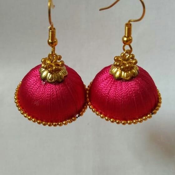 Handmade pink silk thread earrings Silk Thread Earrings Designs, Silk Thread Bangles Design, Silk Thread Earrings, Aari Design, Thread Bangles Design, Silk Thread Jewelry, Silk Thread Bangles, Thread Bangles, Bangles Design