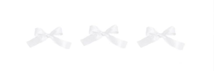 three white bows are shown on a white background