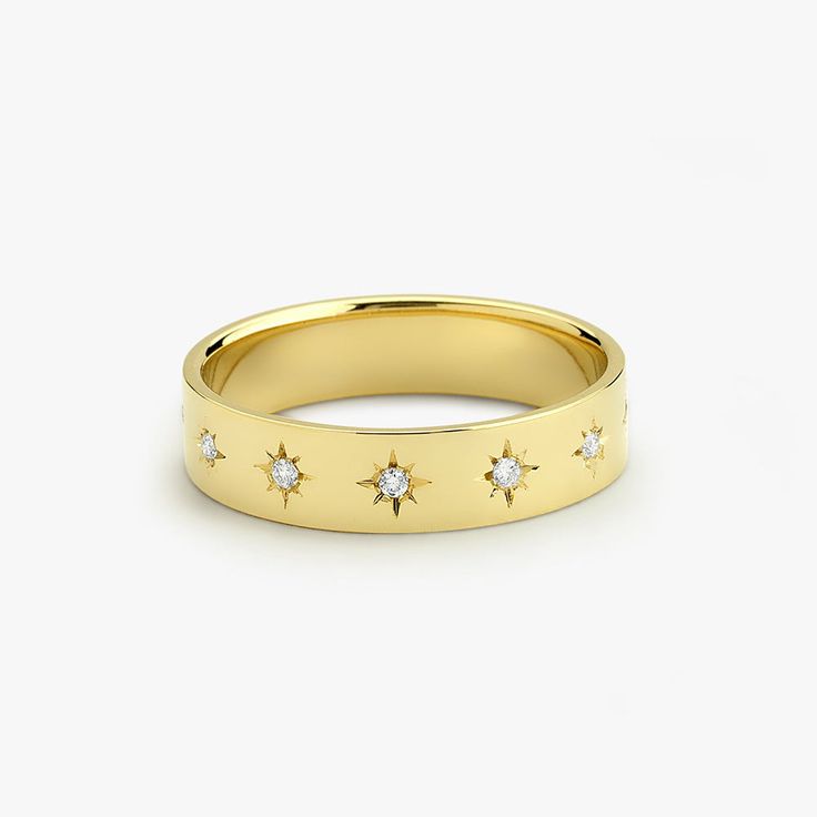 14K Gold Starburst Band – FERKOS FJ Thick Gold Band, Star Setting, Starburst Ring, Diamond Signet Ring, Gold Starburst, Starburst Design, Round Diamond Setting, Silver Diamond Ring, Round Diamond Ring