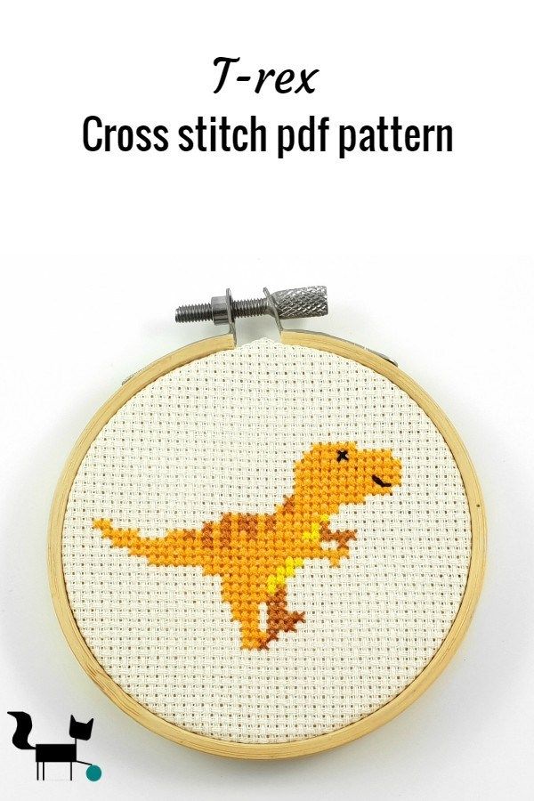 a cross stitch pattern with a yellow dinosaur on it's back and the words cross stitch