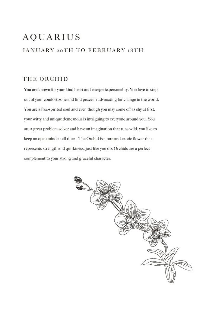 an image of a page with flowers in the middle and text below it that reads aquarius