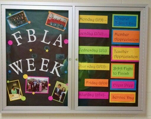 a bulletin board with the words fblaa week written on it