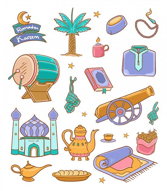 various items that are in the shape of a circle on a white background, including teapots and other things