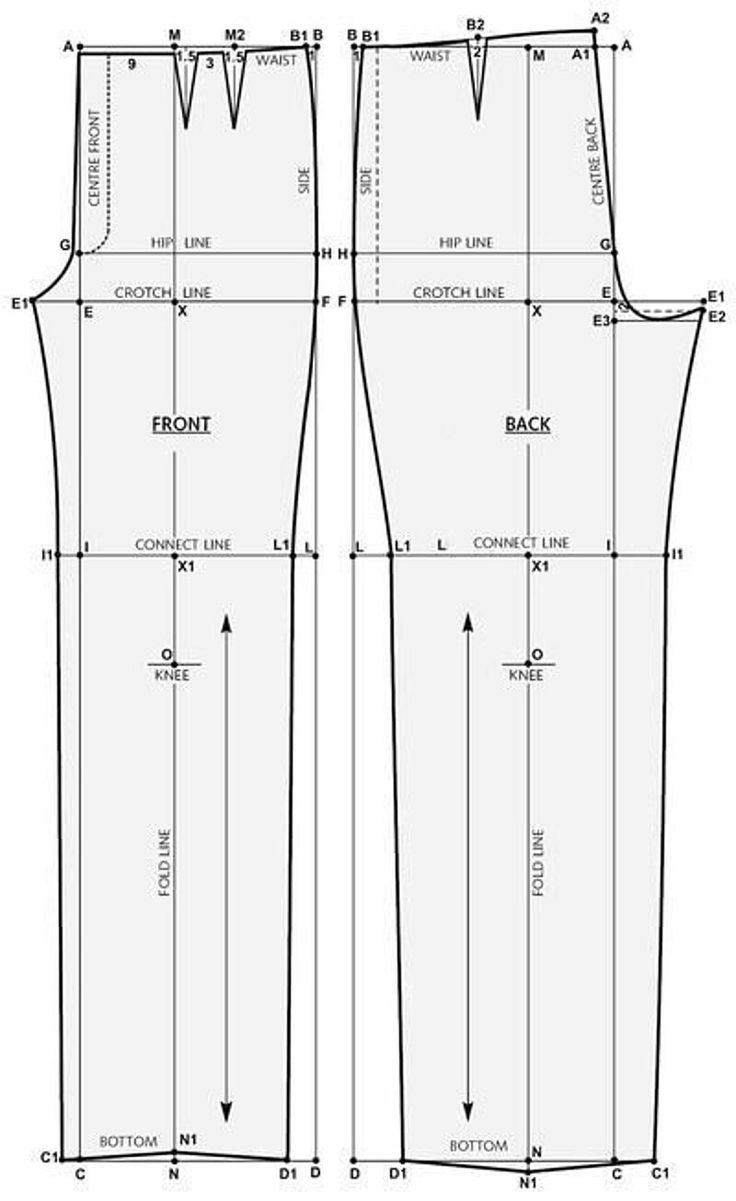 the front and back view of a women's dress pattern, with measurements for each piece