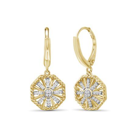 Add these fun earrings to your accessories collection, and you'll have a fun piece to turn to that will turn heads. This octagon design is eye catching and styled in such a way as to make these the perfect addition to almost any outfit, formal or casual. Shimmering diamonds bring some bling to the situation, shining nicely. Bring them home today! Size: one size. Color: Metal Type. Gender: female. Age Group: adult. Fine Jewelry Drop Earrings With Lever Back, Yellow Gold Diamond Earrings With Lever Back, 14k Gold Round Diamond Earrings With Lever Back, Yellow Gold Round Diamond Earrings With Lever Back, 14k Gold Lever Back Drop Earrings, Fine Jewelry Diamond Earrings With Lever Back, White Gold Huggie Earrings With Lever Back For Gifts, Diamond Cut Dangle Huggie Earrings As Gift, Yellow Gold Huggie Earrings With Lever Back